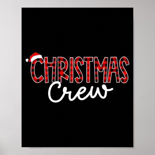 Funny Crew Santa Hat Christmas Red Plaid Xmas Fami Poster (Vorne)