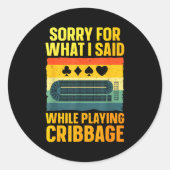 Funny Cribbage Art For Men Women Card Game Cribbag Runder Aufkleber (Vorderseite)