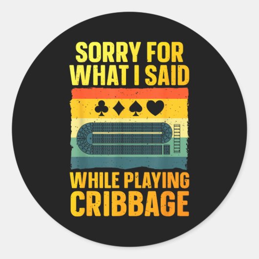 Funny Cribbage Art For Men Women Card Game Cribbag Runder Aufkleber (Vorderseite)