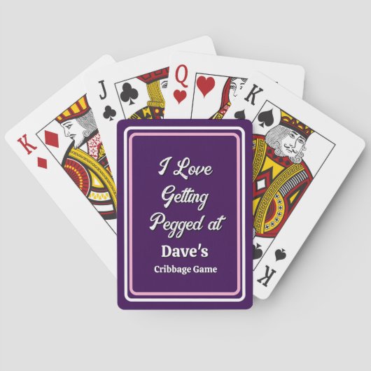 Funny Cribbage Saying I Love Getting Pegged Purple Spielkarten (Rückseite)