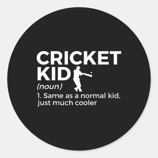 Funny Cricket Kid Definition  Runder Aufkleber (Vorderseite)