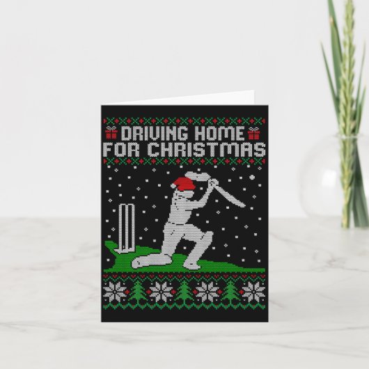 Funny Cricket Player Driving Home For Christmas Sw Karte (Vorderseite)