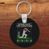 Funny Cricket Player Driving Home For Christmas Sw Schlüsselanhänger (Vorderseite)