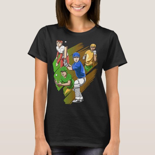 Funny Cricket Team Bat and Ball T-Shirt (Vorderseite)