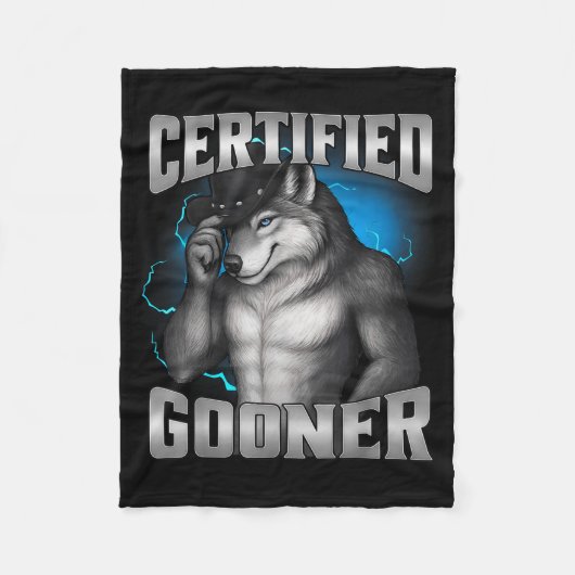 Funny Cringe Sigma Wolf Certified Gooner  Fleecedecke (Vorderseite)