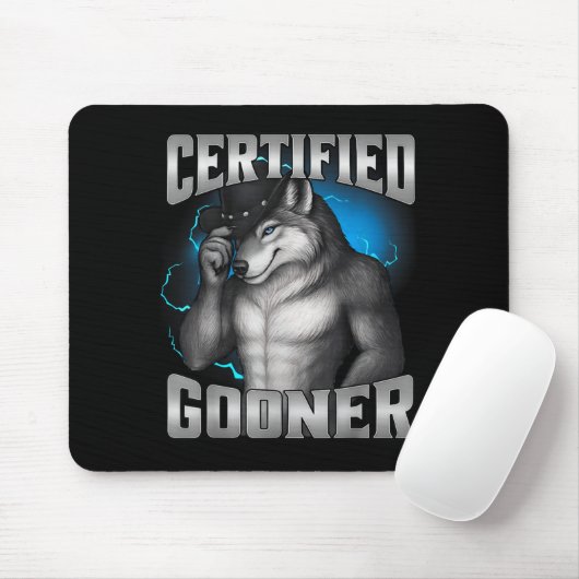 Funny Cringe Sigma Wolf Certified Gooner  Mousepad (Mit Mouse)