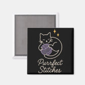 Funny Crochet Cat Mom Yarn Lover Pun Humor Handmad Magnet (Vorderseite/Rückseite)