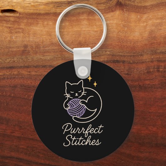 Funny Crochet Cat Mom Yarn Lover Pun Humor Handmad Schlüsselanhänger (Vorderseite)