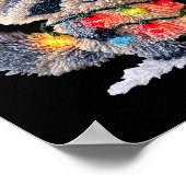 Funny Crochet Christmas Raccoon Xmas Lights Girly  Poster (Ecke)