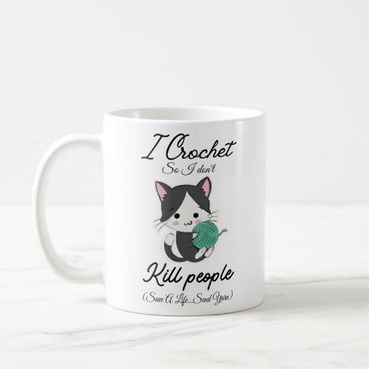 Funny Crochet Quote Yarn Lover Design Kaffeetasse (Links)
