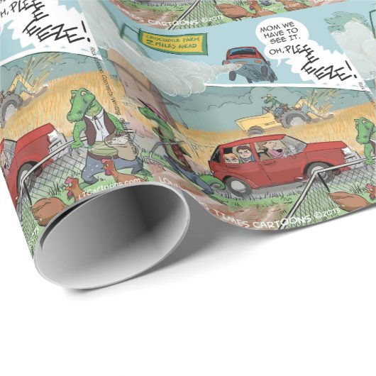 Funny Crocodile Farm Geschenkpapier (Rolleneckpunkt)