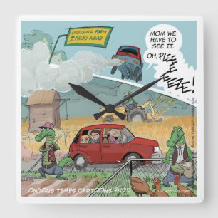Funny Crocodile Farm Square Wall Clock Quadratische Wanduhr