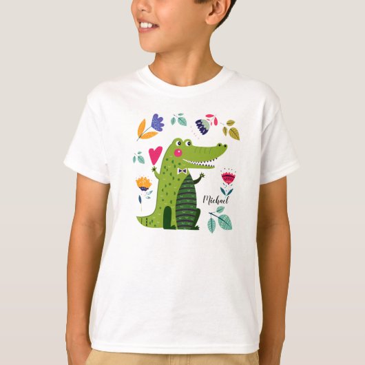 Funny Crocodile Individuelle Name T-Shirt (Vorderseite)