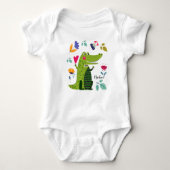 Funny Crocodile mit Herz-Individuelle Name Baby Strampler (Vorderseite)