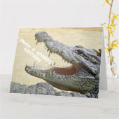 Funny Crocodile Reptile - Happy Snappy Birthday Karte (Gelbe Blume)