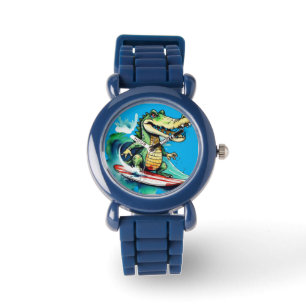 Funny Crocodile surfing Armbanduhr