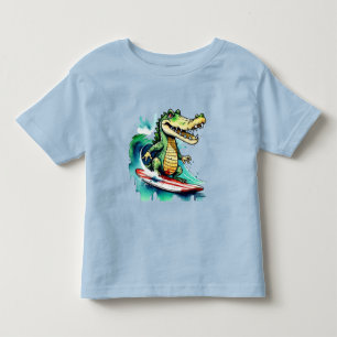 Funny Crocodile surfing Kleinkind T-shirt