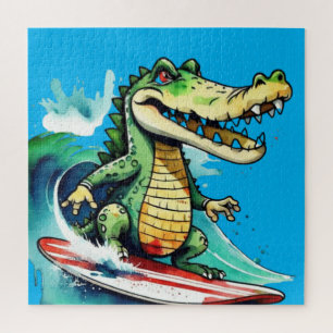 Funny Crocodile surfing Puzzle