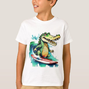 Funny Crocodile surfing T - Shirt