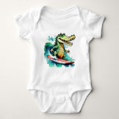 Funny Crocodile surfing T - Shirt (Vorderseite)
