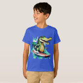 Funny Crocodile surfing T - Shirt (Vorne ganz)
