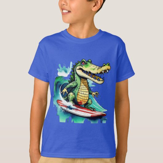 Funny Crocodile surfing T - Shirt (Vorderseite)