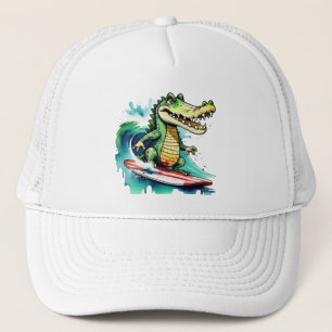 Funny Crocodile surfing Truckerkappe