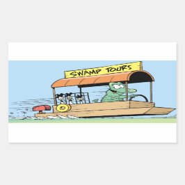 Funny Crocodile Tour Boat Comic Rechteckiger Aufkleber