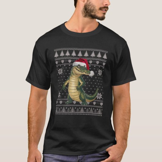 Funny Crocodile Ugly Weihnachtskraut Weihnachtsfei T-Shirt (Vorderseite)