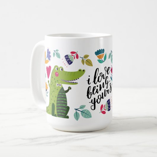 Funny Crocodile Valentine's Day Gift Kaffeetasse (Vorderseite Links)