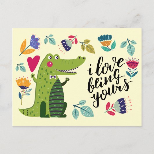 Funny Crocodile Valentine's Day Postkarten (Vorderseite)