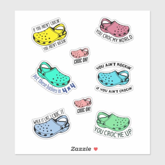 Funny Crocs zitiert Stickerspack Aufkleber (Blatt)