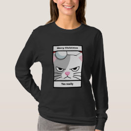Funny Cross Cat Weihnachtsfest T - Shirt