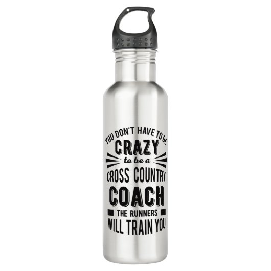 Funny Cross Country Coach Crazy Edelstahlflasche (Vorderseite)