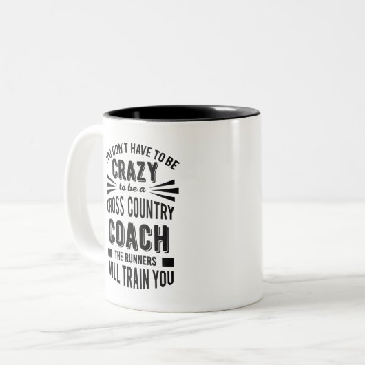 Funny Cross Country Coach Crazy Zweifarbige Tasse (Vorderseite Links)
