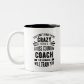 Funny Cross Country Coach Crazy Zweifarbige Tasse (Links)
