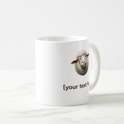Funny Cross-Eyed Sheep Mug with Custom Text – Cute Kaffeetasse (VorderseiteRechts)