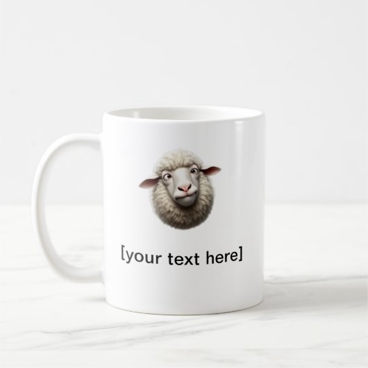 Funny Cross-Eyed Sheep Mug with Custom Text – Cute Kaffeetasse (Links)