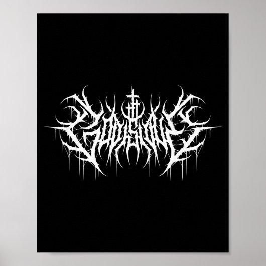 Funny Cross Jesus God Is Love Death Metal Design Poster (Vorne)