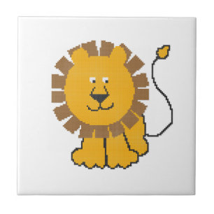 Funny cross-stitch Cartoon Lion Fliese