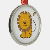 Funny cross-stitch Cartoon Lion Silbernes Ornament (Rechts)