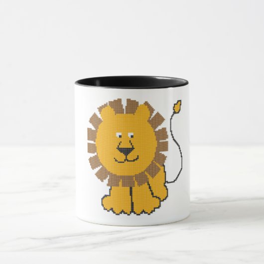 Funny cross-stitch Cartoon Lion Tasse (Zentrum)