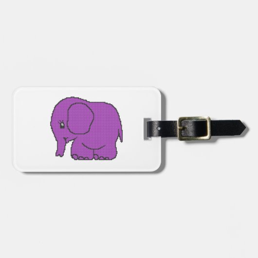 Funny cross-stitch lila Elefant Gepäckanhänger (Vorderseite horizontal)