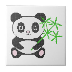 Funny cross-stitch panda fliese