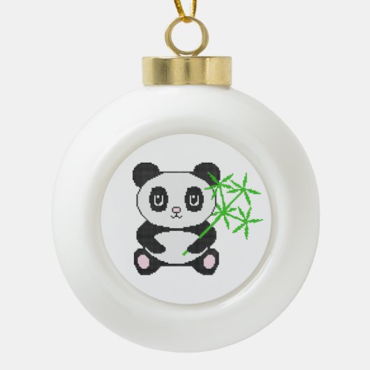 Funny cross-stitch panda keramik Kugel-Ornament (Vorderseite)
