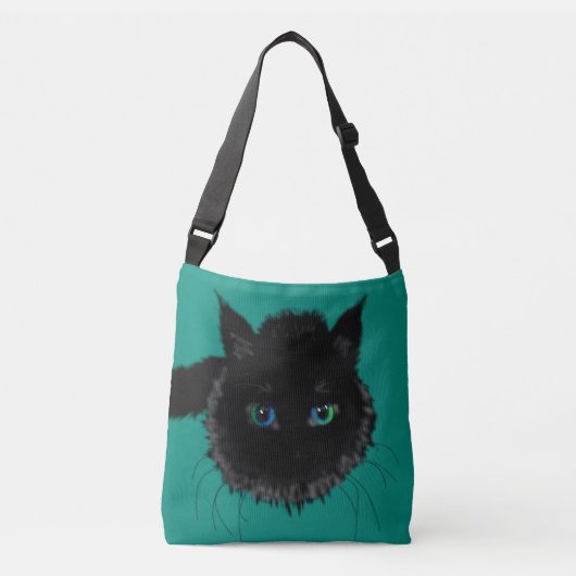 Funny Crossbody Bag mit Black Cat - Individuell ge Tragetaschen Mit Langen Trägern (Vorderseite)