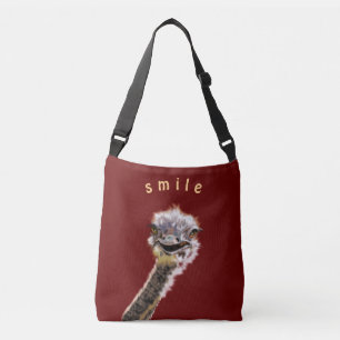 Funny Crossbody Bag mit Happy Ostrich - Lächeln Tragetaschen Mit Langen Trägern