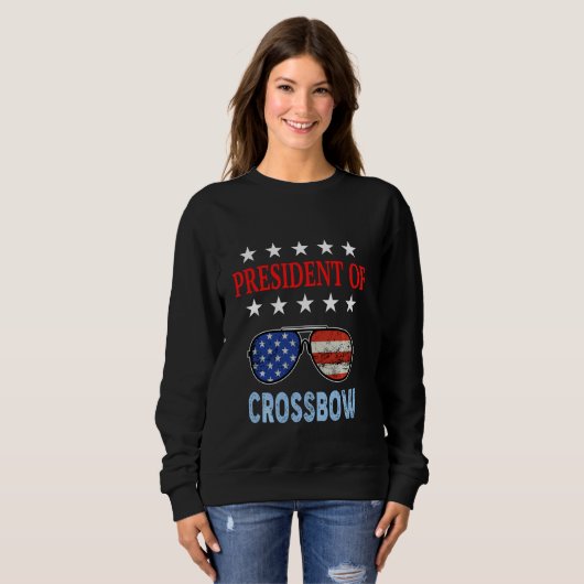 Funny Crossbow Accessories Usa Flag Crossbow Sayin Sweatshirt (Vorne ganz)