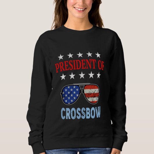 Funny Crossbow Accessories Usa Flag Crossbow Sayin Sweatshirt (Vorderseite)