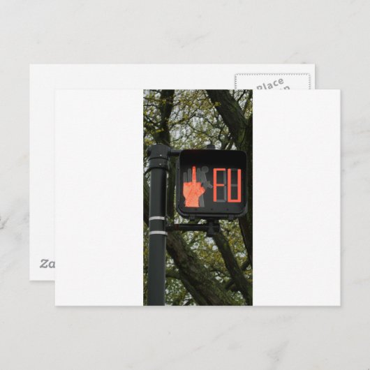 Funny Crosswalk sagt FU Postkarte (Vorne/Hinten)